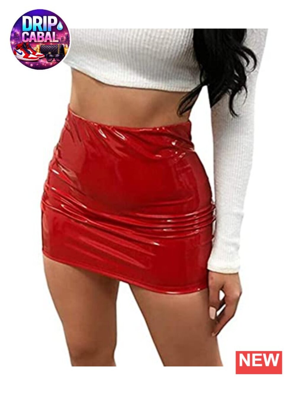 Women Neon PU Leather Bodycon Mini Skirt Shiny Wet Look Party Clubwear